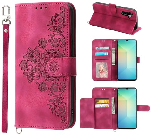 Auslbin Coque pour Samsung Galaxy A26 5G 6.7 Couverture De Étui De Protection avec 5 Emplacements De Carte Portefeuille Mobile en Cuir PU De Style Vintage, Rouge