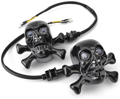 1 paar Universal Motorrad Schädel LED Blinker Indikatoren Chrom Cruiser Chopper Cafe Racer Atv Roller(2)