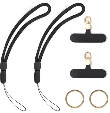 Molirex 2 Stück Schlüsselband Kurz,Verstellbares Handschlaufe Handy, Handykette Schwarz Universal für USB-Stick Kamera Schlüsselanhänger