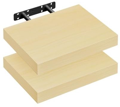 WOLTU Mensola da Muro Rettangolare Scaffale Libreria a Parete Decorazione per Cameretta Ufficio Porta CD/Dvd in Legno Rovere giallo 30cm, Set di 2, RG9371kei-2