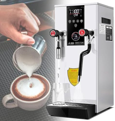 ZenSeFarin 2500W Completamente Automatico Commerciale Multiuso Schiumalatte Bollitura, Macchina Schiumare Il Latte A Vapore da 20 L con Display A LED per caffè, Latte, tè al Latte, Casa/Bar White