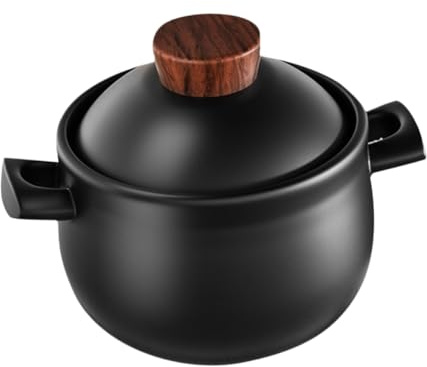 Healifty Ceramic Casserole Pot Large 1.8l Heavy Duty Cooking Pot Claypot for Cooking Gas Stovetop Heat Resistant Household Stew for Soup and Porridge