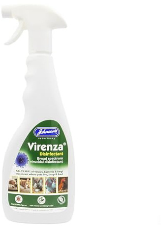Johnsons Virenza Disinfectant 500ml - Broad Spectrum Pet Cleaner, Virucidal, Hypochlorous, UK Made