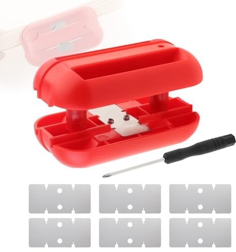 Omninmo Edge Banding Trimmer with 6pcs Tungsten Carbide Blades, Screwdriver, Hand Planer Edge Bander, Manual Edge Banding Cutter for PVC ABS Melamine, Red