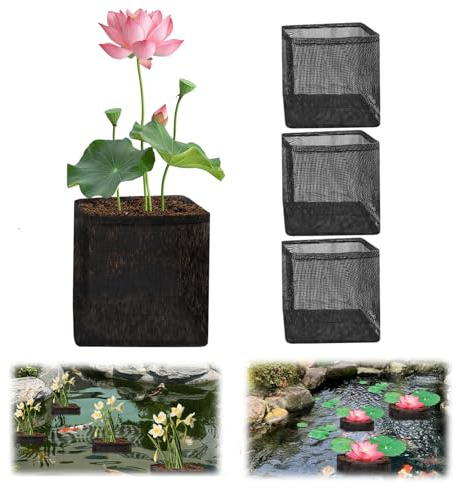 TOWEBOORY 4 Pièces Panier Flottant pour Aquatiques, Pots de Nénuphars pour Bassin Sacs de Plantation Respirants, pour Balcon, Jardin Aquatique, Jardinières Hydroponiques, Bassin (B)