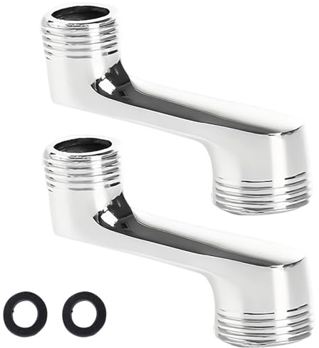 CHSEROK S-Anschluss 1/2 auf 3/4 Versetzt für Wandarmaturen, Kurzer Duscharmatur-Adapter Verstellbar, 2-teilig 42mm Versatz, mit schwarzem Dichtring zum Einbau