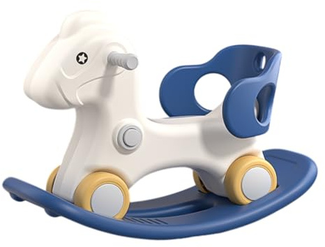 ROMARK Cavallo a Dondolo 3 in 1 - Cavalluccio a Dondolo per Bambini da 1 a 3 Anni con Tavola di Equilibrio Rimovibile - 4 Ruote Lisce - Supporta Fino a 36 kg Materiale HDPE -Oscillazione a 40°