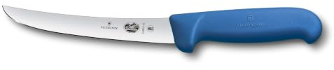 Victorinox Fibrox Ausbeinmesser, Scharfes Küchenmesser für Fleisch und Geflügel, 15 cm, Gebogene Klinge, Schmal, HACCP Farbgriff, Rutschfest, Blau