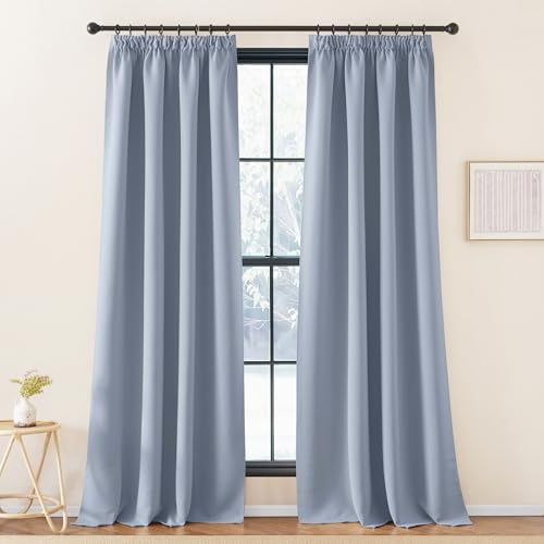 KGORGE Blickdichte Vorhänge Hitzeschutz Thermovorhang mit Kräuselband | Spa-blau,2er Set,240 x 140 cm(HxB),Thermo Vorhang gegen Hitze für Schienensystem,Verdunkelung,Sonnenschutz,für Wohnzimmer