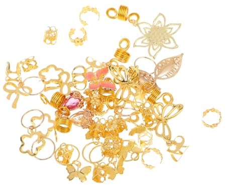 TOPBATHY 40pcs Dreadlocks Hair Beads and Braided Hair Jewelry with Butterfly Bow Charms Spring Clip for Men Women Decorative Rings for Locs and Braids