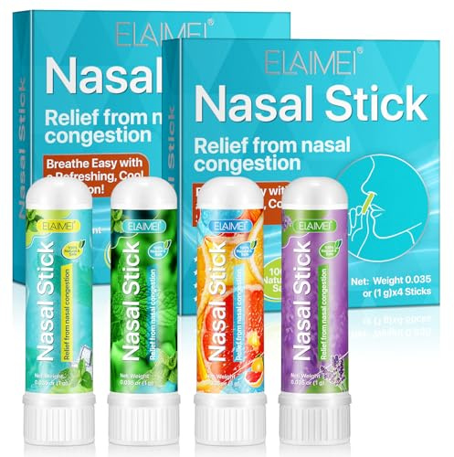 Nasal Stick 4 Pack, Inhalierstift für Die Nase Sofortige Erleichterung bei Einer Verstopften Nase und Leichtes Atmen mit Erfrischendem, Kühlem Gefühl Perfekt für Arbeit, Studium oder Reisen (2 PCS)