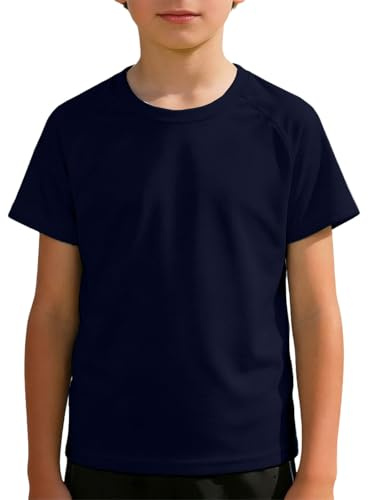 Uv Shirt Kinder Kurzarm, Schwimmshirt - Badebekleidung Mädchen Laufen UPF 50+ Sonnenschutz Wassersportarten Wassersport Top Uv-Schutz Badespaß Badeshirt Rashguard Marine 130