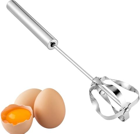 Semi Automatischer Schneebesen - Edelstahl Handrührbesen, Quirler | Multifunktionaler Push Schneebesen Handmischer Rotierender Milchaufschäumer Küchenhelfer Eischnee Sahne Mixer Quirl
