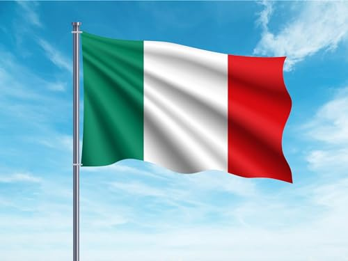 Bandera de Italia 85x1,50cm | Reforzada y con Pespuntes | Bandera Con 2 ojales Metálicos y Resistente al Agua