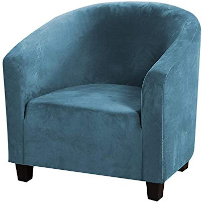 C/N Sesselbezug Samt Sesselüberwürfe Stretch sesselschoner Sesselbezug Elastisch Clubsessel husse Stuhlhusse Chesterfield tullsta Pfauenblau