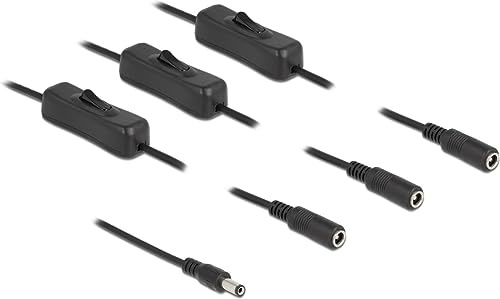 Delock Kabel DC 5,5 x 2,1 mm Stecker zu 3 x DC Buchse mit Schalter 1 m