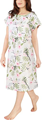 Utopia Care Chemise d'hôpital pour Femme, Douce, Confortable et élégante, Motif Floral Gris., Small-Medium