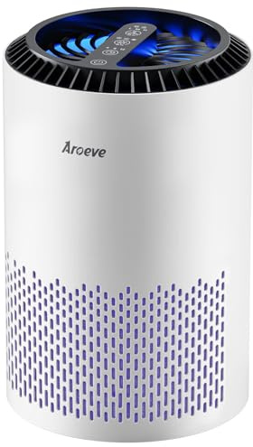 AROEVE Air Purifiers for Bedroom Home, Air Purifier For Smoke Pollen Dander Hair Smell Air Cleaner with Sleep Mode Speed Control For Bedroom Office, MK01- White(Available for California)