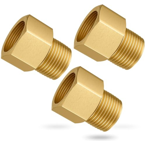 Gsinodrs 3PCS Brass Pipe Fitting, 1/2 Female x 1/2 Male NPT Thread Brass Hex, Adaptor 1200psi High Pressure