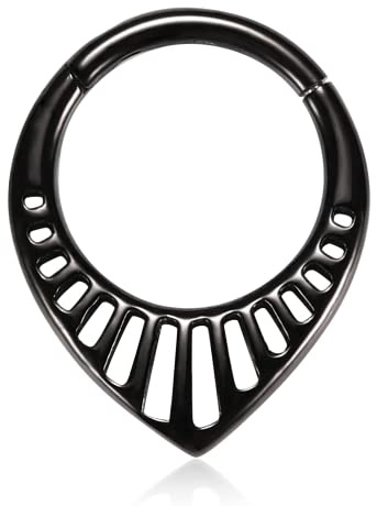 hengkaixuan 16G Teardrop Septum Clicker Ring Daith Schmuck Septum Ring Nasenringe 316L Chirurgischer Stahl Klappsegment Knorpel Ohrringe Creus Tragus Helix Turm Muschel Piercing Schmuck