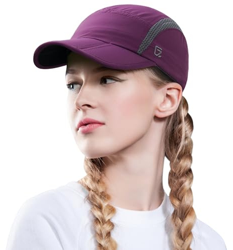 GADIEMKENSD Women's Foldable Light Cap Quick Dry Ultra-Thin Unstructured Tech Running Hat Reflective UPF 50+ Baseball Caps Cooling Ponytail Hats Fitted for Beach Tennis Travel Hiking Golf Dark Purple