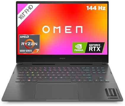OMEN Gaming Laptop | 16,1 FHD IPS 144Hz Display | AMD Ryzen 7 6800H | 16 GB DDR5 RAM | 512 GB SSD | NVIDIA GeForce RTX 3070Ti | Windows 11 | 4-Zonen QWERTZ Tastatur mit RGB Beleuchtung | Mica Silver