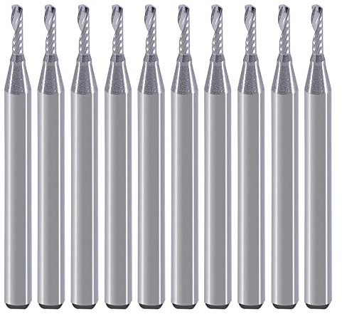 CNC-Fräser-Bits, Gravur-Bits, Schaftfräser, einschneidige Spirale, Upcut Router Bit, 3.175mm Schaft, 1.5mm Schnittdurchmesser, 6mm Schnittlänge,Wolframstahl, Gravur, Schnitzwerkzeug-Set für MDF