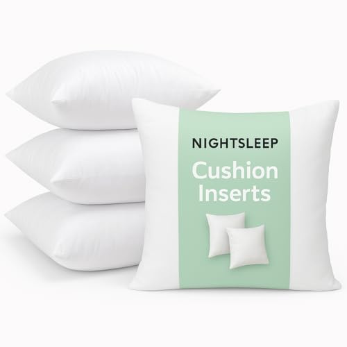 NIGHTSLEEP 4 X Cushions Inner Pads Cushion Stuffer Inserts, Hollowfibre Pillows Hypoallergic Cushions (MADE IN UK) (16X16(40X40))