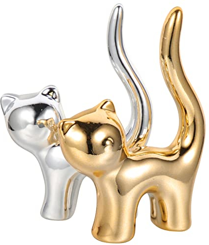 Cabilock 2stücke Katzenring-halter Aus Keramik Ringständer Für Schmuckliebhaber Dekorativer Rings Organizer Für Frauen Eleganter Ring Rack Für Zuhause Und Geschäfte