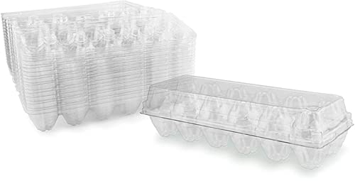 Cubo de Huevos para refrigerador Cartones de Huevos 50 Paquetes, Soporte de cartón de Huevos de plástico para 12 Huevos Soporte de Bandeja de Huevos Transparente Almacenamiento de Huevos de Pollo