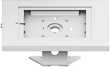 PureMounts® Tablet Halterung mit abschließbarem Stahlgehäuse für iPad 5/6/7/8/9/ IPad Air 9.7/ 10.5/10.9/ IPad Air 9.7/10.5/11 sowie Samsung Tab A 10.1 (2019)/ Tab A7/ S6 Lite 10.4, weiß