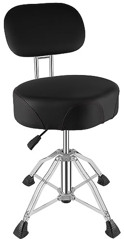 TENTOTEN Drum Throne with Backrest, 4.7in Comfortable Memory Foam Drum Chair with Strong 4 Legs, Hydraulic Drum Throne with Soft Velvet Fabric Top Drum Thrones for Adults and Beginner