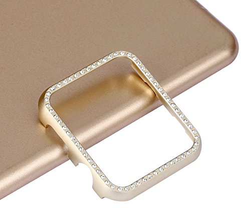 Skyddsfodral kompatibelt med Apple Watch 1 42 mm bling guld, metall reptålig skyddande skydd aluminium tillbehör stötfångare fodral design ultratunt skydd för Apple Watch 42 mm klockfodral serie 1 2 3