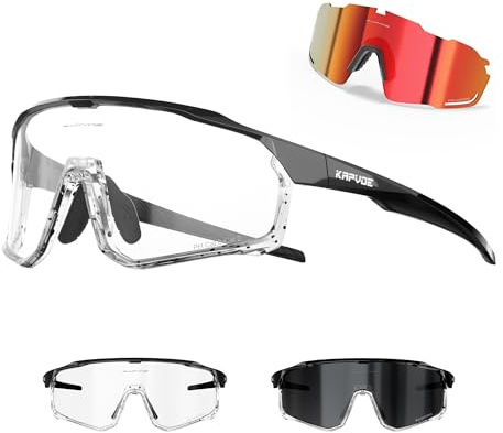 KAPVOE Fahrradbrille 2 Gläser Photochromatisch Herren Damen K93