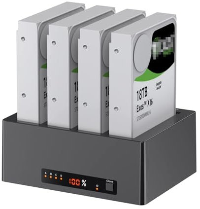 Estación de acoplamiento de clonación HDD de 4 bahías, carcasa de disco duro externo USB3.0 para disco duro SSD SATA de 2,5/3,5 pulgadas