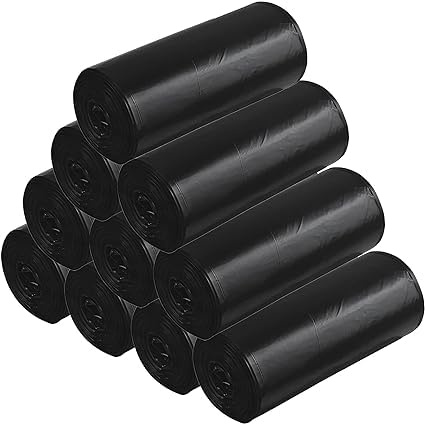 STL Rollo de Bolsas de Basura Negras Resistentes - 10 x 5 Rollos, Extra Gruesas y Largas - Ideales para Cocina y Oficina - Primera Calidad