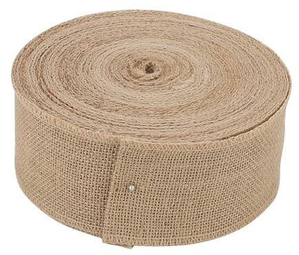 ZEONHAK Rouleau de toile de jute naturelle pour décoration et emballage cadeau 8 cm x 25 m