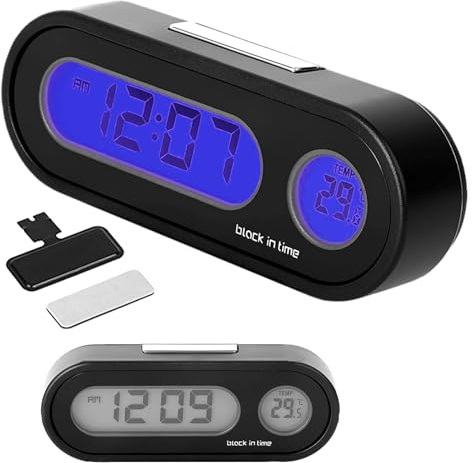 Reloj digital para coche con termómetro y retroiluminación, 1 unidad
