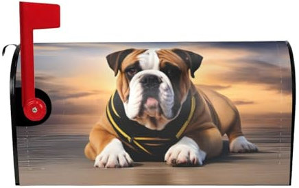 YYHWHJDE letterbox Cover Waterproof Oxford Cloth Accommodates Standard Size or Large Size mailboxes English-Bulldog Picture 25.5x21 in
