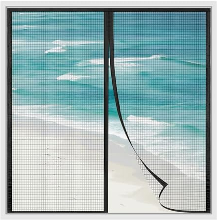 Fliegenschutz Fenster Magnetisch, 170x120cm Automatische Abschaltung MüCkengitter Fenster, Mit Klettverschluss, FüR Balkonfenster KüChe Kellerfenster Schwarz