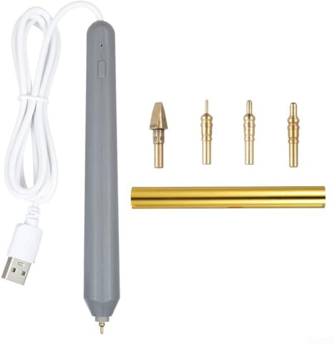USB-beheizter Folienstift-Set, USB-betriebener Heißfolienstift, Metallspitzen, Mehrzweck-Heißfolienprägungs-Stempelstift für Scrapbooking