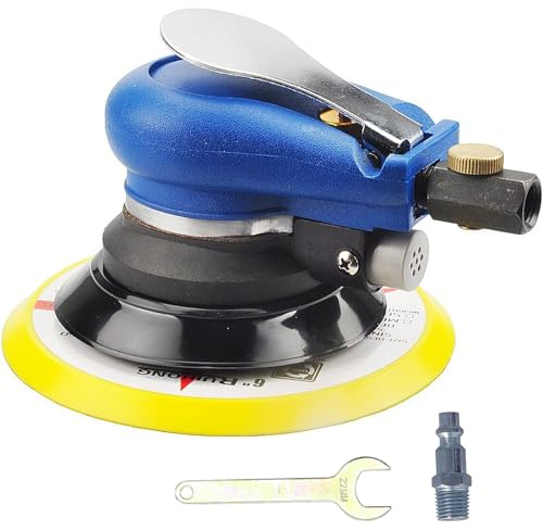 Lijadora Excéntrica Neumática Orbital de Aire Comprimido Mano, Disco Ø125mm (5“), Pulidora Aleatoria Multichorro de Doble Acción, Rotación 10000 rpm, Máquina Lijar Neumática con Regulación Velocidad