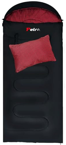 Peirhw XL-Schlafsäcke für Erwachsene – extra breiter, rechteckiger 3-Jahreszeiten-Schlafsack mit Kissen und Tragetasche, 300 g/m² Baumwolle, wasserdicht, Camping-Schlafsack für drinnen und draußen