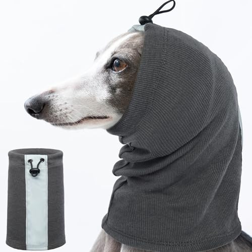 Ohrenschutz Hund, Hundeohrschmerzen Hunde Kopfhörer Kopfband GehöRschutz Hund Beruhigen Ohrenschutz Hund für Hundehörer Hunde GehöRschutz-Winterhund -Kopf -Wickel mit Kordelfix(Grau, M)