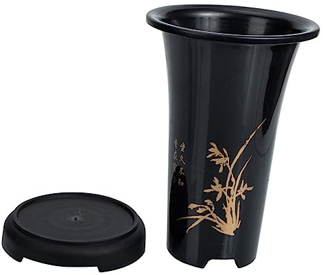 ORFOFE Orchid Planter Pot Saucer Large Black Clay Orchid Pot Indoor Plant Holder 207mm Diameter 292mm Height Suitable for and Home Gardening