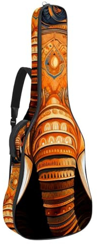 Tasche für Akustikgitarre, 101,6 cm, 104,4 cm, wasserdicht, große schöne Tasche mit Schutzschicht, mehrere Taschen, bunter Elefant, mehrfarbig, 42.9x16.9x4.7 in, Gitarrentasche