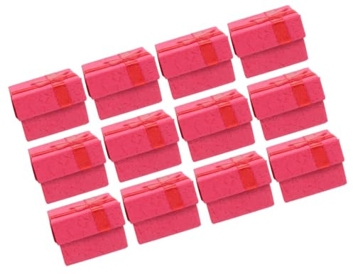 LIFKOME Set Da 12 Portagioie Quadrati Rossi Fiocco, Contenitori Per Gioielli Spugna, Custodie Per Anelli e Orecchini, Per Donne e Regali Di Compleanno, Natale e Matrimoni