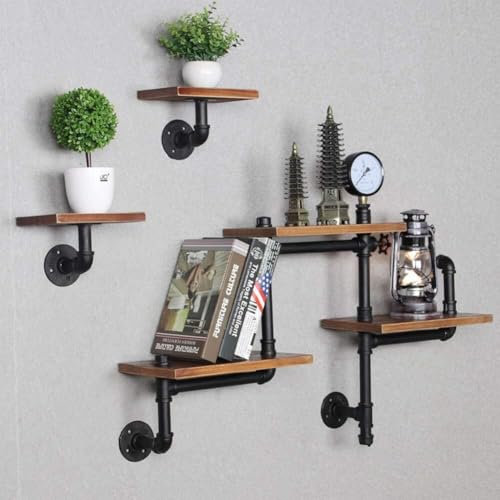 Suixtil Wandregale, Schwarze Metall-Schweberegale, Industriedesign, als Bücherregal verwendbar, Elegante quadratische Wanddekoration in der Küche, Belastbarkeit 20 kg(Regal-Stil-3)
