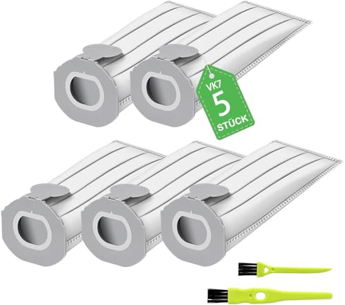 5 Sacchetti in compatibile per Folletto VK7S VK7 FP7S FP7,Sacchetto Filtri di Ricambio per Kobold VK7 Filtro Sacchi Accessori (5 Pezzi)