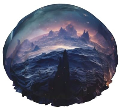 YHBLYKXP Bonnet de douche réglable double couche motif planètes étoiles et voie lactée galaxie bonnet de douche réutilisable pour femme spa salon de douche